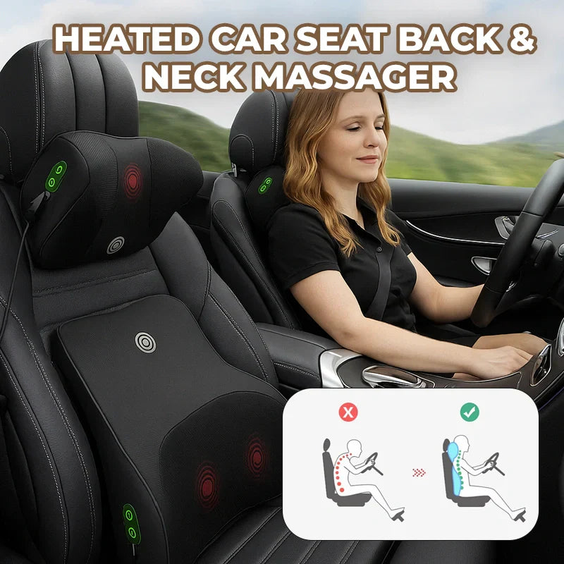 Heated Car Seat Back & Neck Massager – Relieve Back Pain, Improve Posture, and Stay Warm On the Go