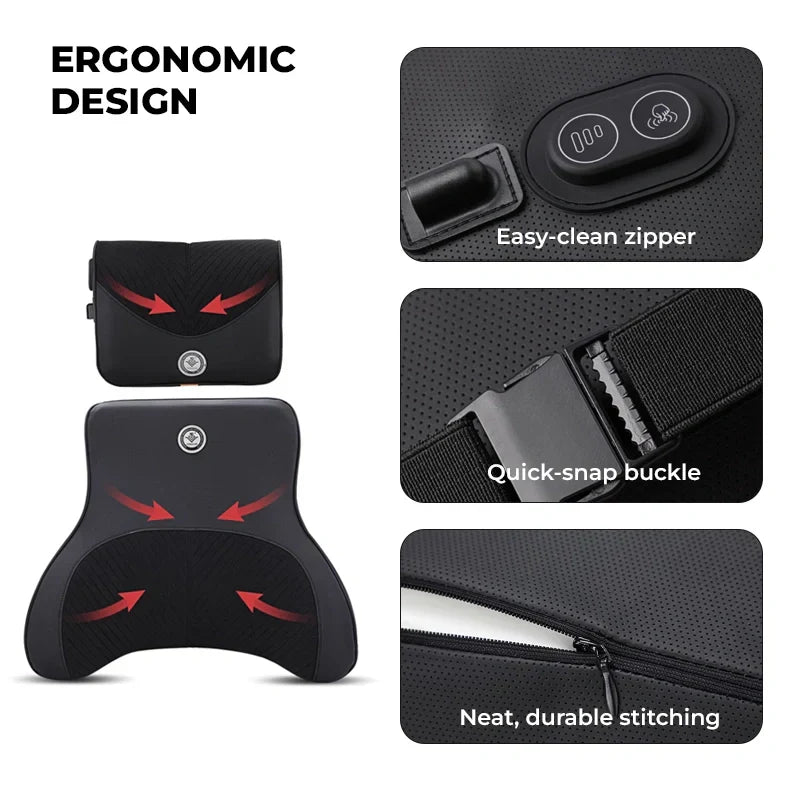 Heated Car Seat Back & Neck Massager – Relieve Back Pain, Improve Posture, and Stay Warm On the Go