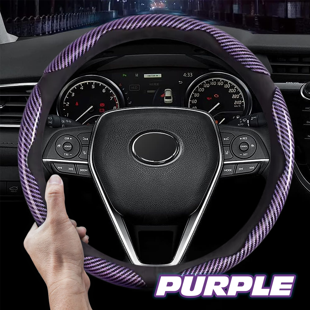 Sean Carbon Fiber Silicone Anti-Slip Car Steering Wheel Cover Universal Fit